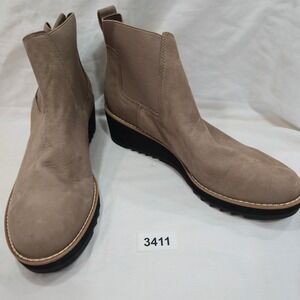 Eileen Fisher Women's Size 10 Taupe Suede Leather Platform Wedge Ankle Boots